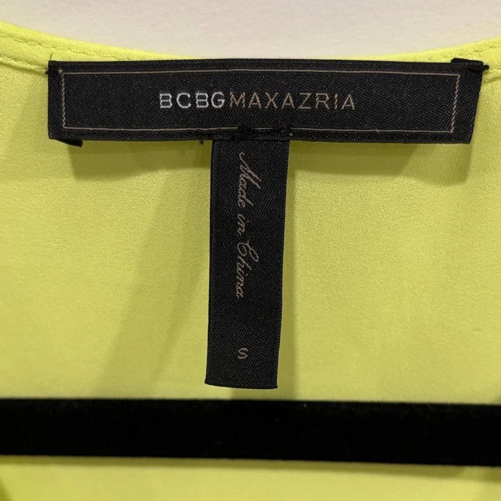 BCBGMaxazria Lime Green Women's Draped Top - Picture 3 of 5